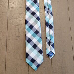 Men’s Tie Saddlebred Blue White Teal Checkered